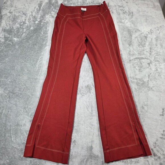 Anthropologie Pants Womens 8 Red The Essential Trouser Ponte Flare Boho Hippie - Picture 2 of 12